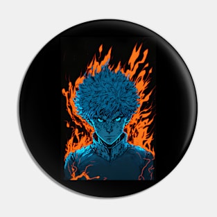 Anime Boy Blue Fire Powerup Pin