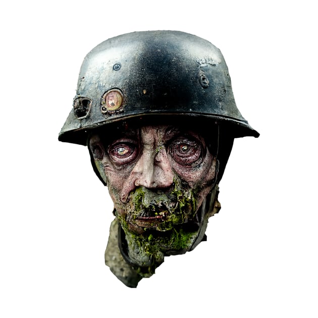 Zombie Nazi Head, WW2 zombie soldier by rolphenstien