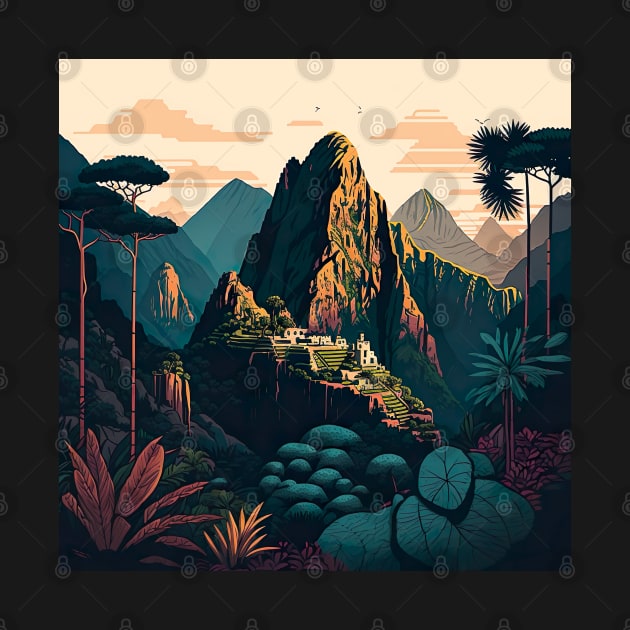 Machu Picchu Peru Illustration by unrealartwork