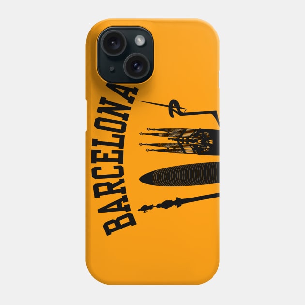 BARCELONA Skyline (Black) Phone Case by sundressed