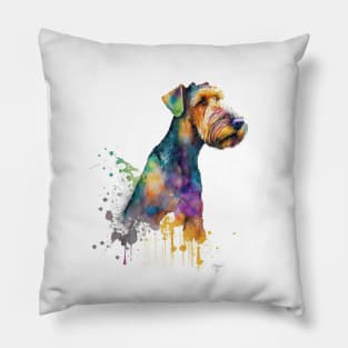 Airedale Terrier Dog In Watercolor & Pen Pillow