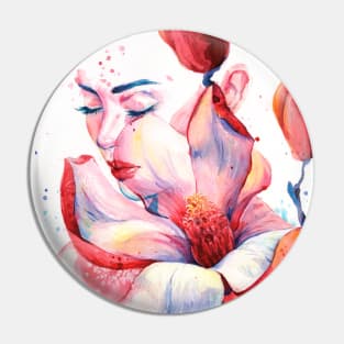 Magnolia - Watercolor Floral Girl Painting Pin