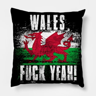 Wales Fuck Yeah! Wartorn Distressed Flag Pillow