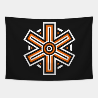 Orange Abstract Snowflake Tapestry