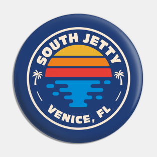 Retro South Jetty Beach Venice Florida Vintage Beach Emblem Pin