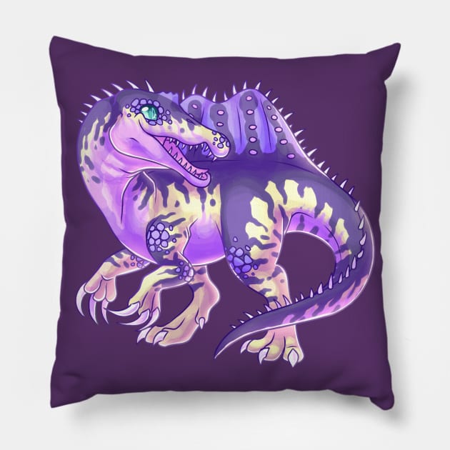 Pastel Spinosaurus Pillow by cometkins