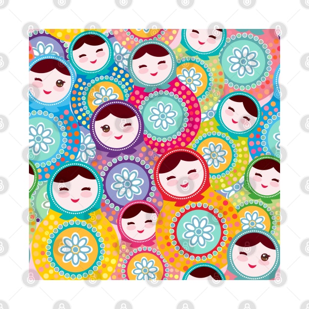 Russian dolls matryoshka seamless pattern by EkaterinaP