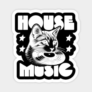 HOUSE MUSIC  - Cat Bites Vinyl (White) Magnet