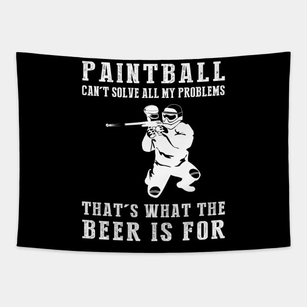 "Paintball Can't Solve All My Problems, That's What the Beer's For!" Tapestry by MKGift