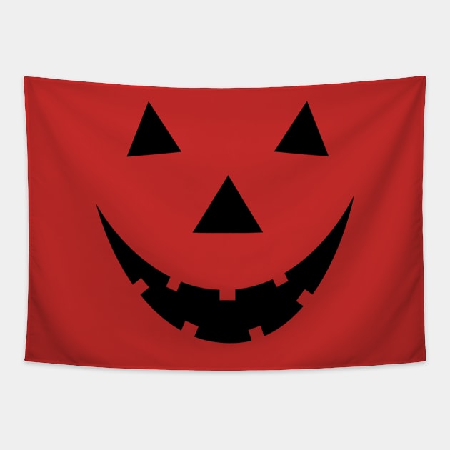 Black halloween pumpkin face Tapestry by Salma Ismail