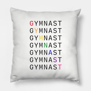 GYMNAST Rainbow Text - Black Pillow