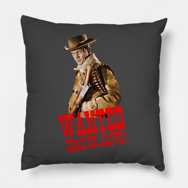 Wanted Dead or Alive - Steve McQueen - 50s Tv Western Pillow by wildzerouk