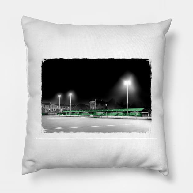 The Carlisle Grounds - Bray Wanderers FC League of Ireland Football Artwork Pillow by barrymasterson