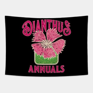 Field of Vintage Color Dianthus Flowers Circle Design Tapestry