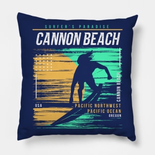 Retro Surfing Cannon Beach, Oregon // Vintage Surfer Beach // Surfer's Paradise Pillow