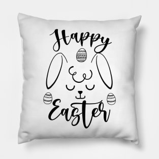 Happy Easter Bunny Rabbit Face Funny Easter Day Women Girls black Pillow