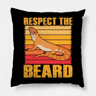 Respect The Beard Funny Bearded Dragon Pillow