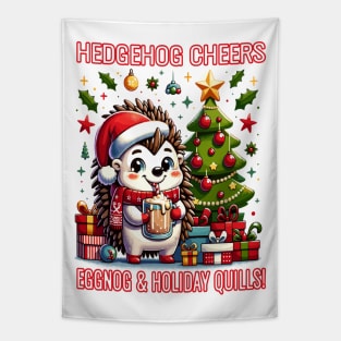 Hedgehog Cheers, Eggnog & Holiday Quills Tapestry