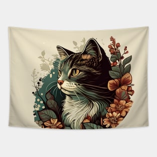 Cat Filled With Flowers In The Meadow Colorful - Love Cats Tapestry