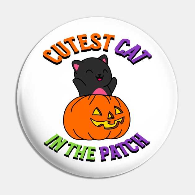 Cutest Black Cat in the Patch Pin by Glenn Landas Digital Art