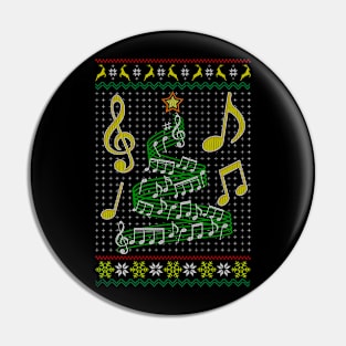 Musical Note Christmas ugly sweater Classical music lover Pin