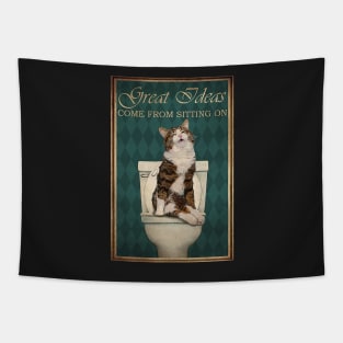 Cat Great Ideas Come From Sitting On Cat Lover Tapestry