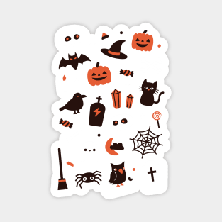 Cute Halloween Witch and Candy Pattern Magnet