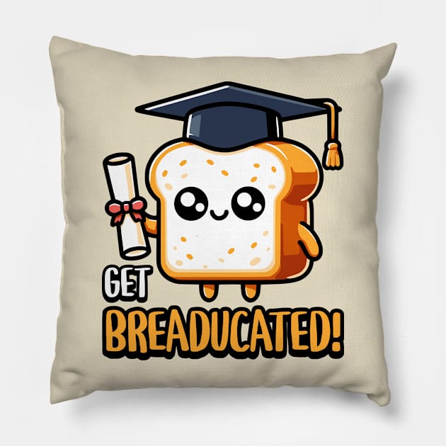 Get Breaducated! Cute Strawberry Pun Pillow by Cute And Punny