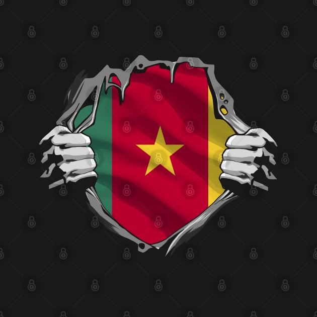 Two Hands Ripping Revealing Flag of Cameroon by BramCrye