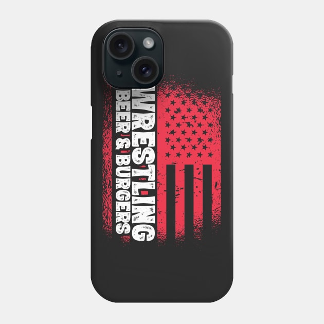 Wrestling Beer And Burgers - US Flag design Phone Case by theodoros20