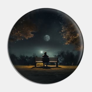 Lonely Bench Night Sky Moon Sad Alone Magical Universe Stargazing Pin