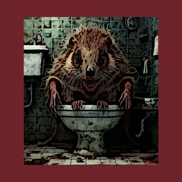 watercolor groundhog toilet time by Catbrat