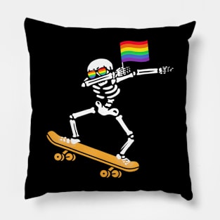 LGBT Dab Skeleton Skateboard Costume  Halloween Pillow