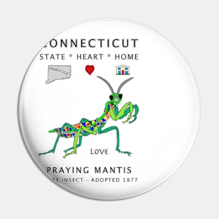 Connecticut, Praying Mantis, Valentines Day, Love, State, Heart, Home Pin