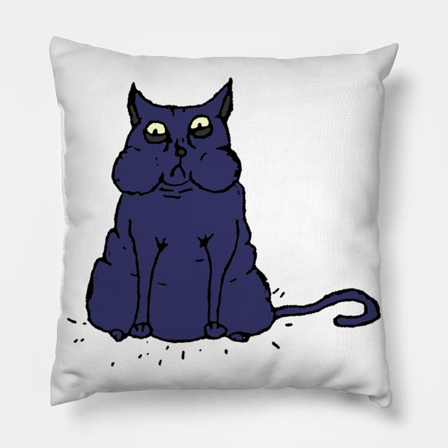 Fat Cat Blue Pillow by LK_TK_DESIGNS