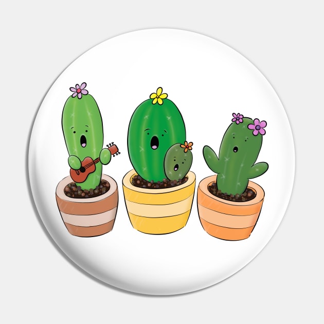 Cute cactus trio singing cartoon illustration Pin by FrogFactory