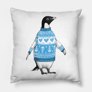 Penguin in a sweater Pillow