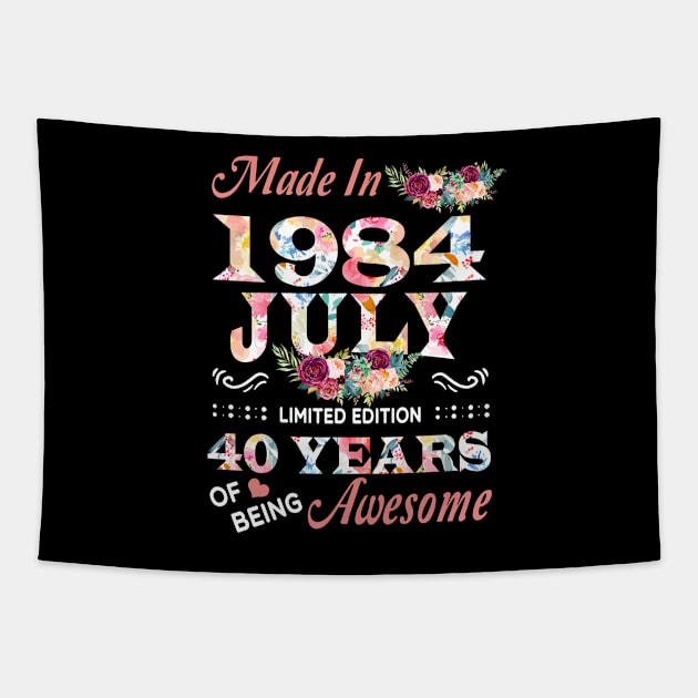 July Flower Made In 1984 40 Years Of Being Awesome Tapestry by Kontjo