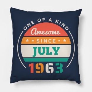 Retro Awesome Since July 1963 Birthday Vintage Bday 1963 Pillow