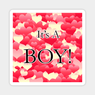 It's A Boy! Red Hearts Magnet