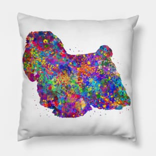 Maltese Dog watercolor Pillow