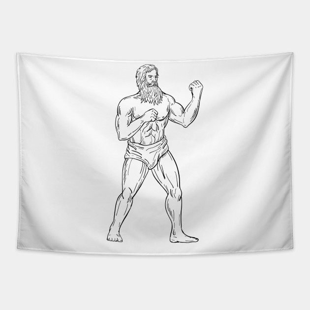 Bearded Boxer Fighting Stance Drawing Black And White Pugilist Tapestry Teepublic Contact fighting stance on messenger. bearded boxer fighting stance drawing black and white
