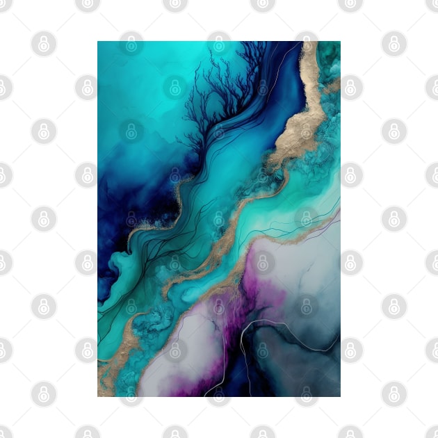 Underwater Waves - Abstract Alcohol Ink Resin Art by inkvestor