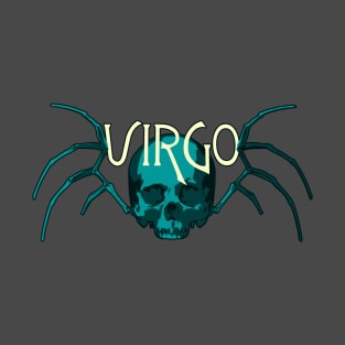 Blue Virgo Skull and Virgin Wing Bones - Zodiac Astrology T-Shirt