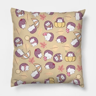 Funny Fall Hedgehogs Pillow