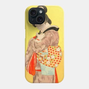 Japanese lady holding a cat - vintage Japanese art Phone Case