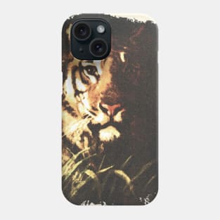 Tiger in the Moonlight Shadows - Grunge Texture Phone Case