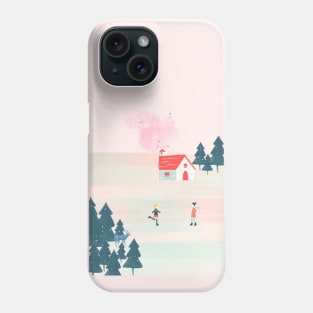 Winter house and deer Phone Case