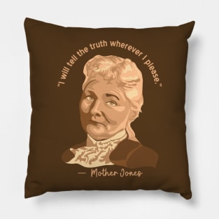 Mother Jones Portrait and Quote Pillow