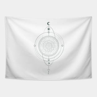 Zodiac Chart| Sacred Geometry| Zodiac| Astrolabe| Astrology Wheel | Planetary Alignment | Saturn| Crescent Moon Tapestry